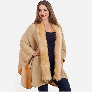 NWT TALEEN LIFESTYLE Faux Fur Wrap Sweater